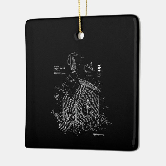 Blueprint Trojan Horse Rabbit Funny Keramikornament (Links)