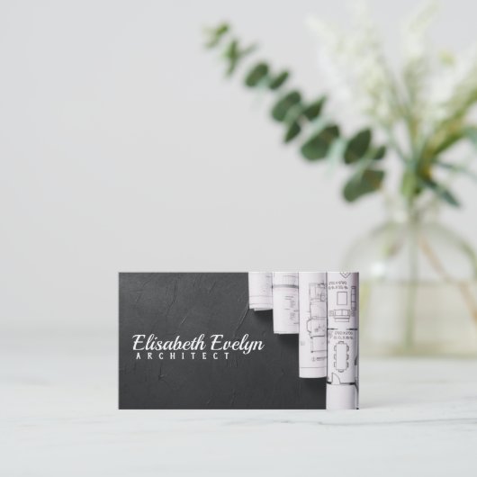 Blueprints auf schwarzem Tisch Visitenkarte (Stehend Vorderseite)