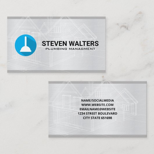 Blueprints | Plunger-Symbol Visitenkarte (Vorne/Hinten)