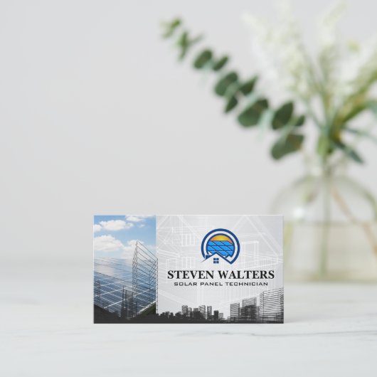 Blueprints | Solar-Panel-Logo | Technologie Visitenkarte (Stehend Vorderseite)