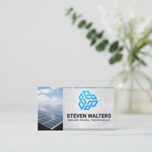 Blueprints | Solarpaneel | Technisches Logo Visitenkarte (Stehend Vorderseite)