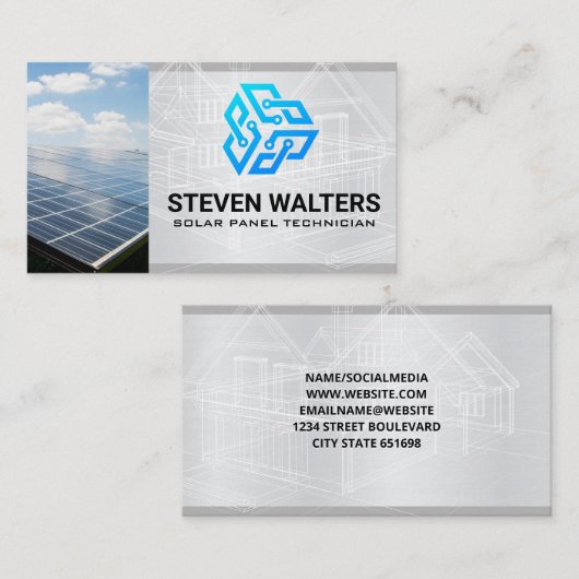 Blueprints | Solarpaneel | Technisches Logo Visitenkarte (Vorne/Hinten)