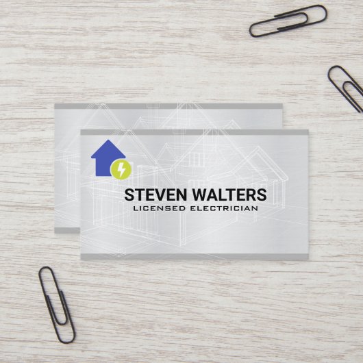 Blueprints | Symbol für Strom Visitenkarte (Vorderseite/Rückseite Beispiel)