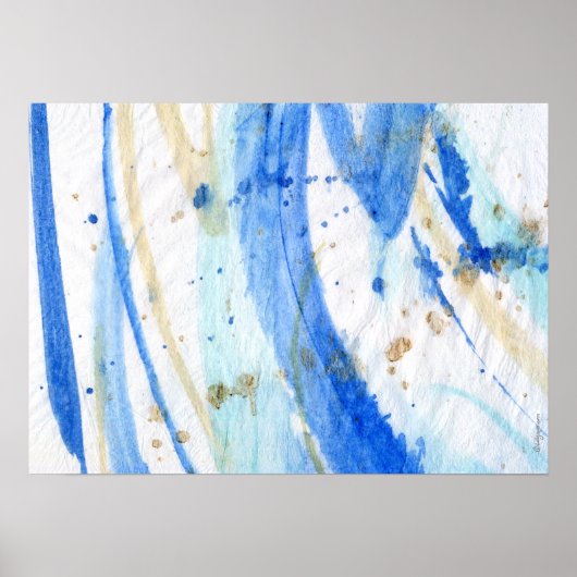 Blues 001 Abstraktes Aquarellpapier Poster (Vorne)