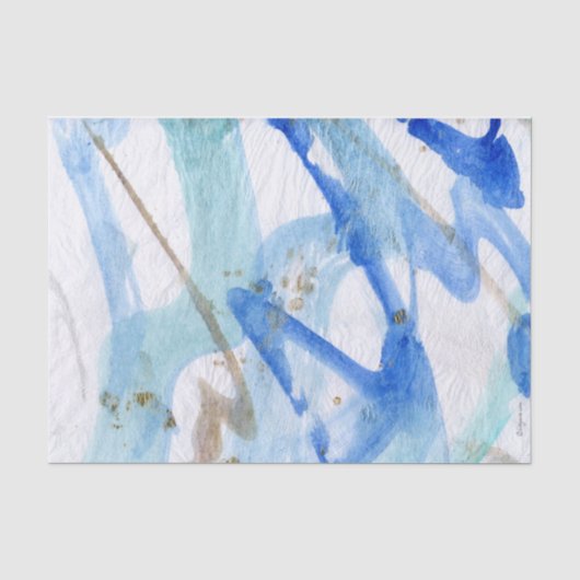 Blues 002 Abstraktes gestrichenes Wasserfarbenpapi Seidenpapier (Vorderseite)