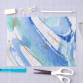 Blues 003 Abstraktes gestrichenes Tissue Seidenpapier (Handwerk)