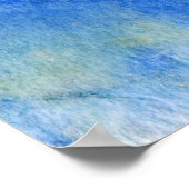 Blues 005 Abstraktes Aquarellpapier Poster (Ecke)