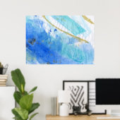 Blues 005 Abstraktes Aquarellpapier Poster (Heimbüro)