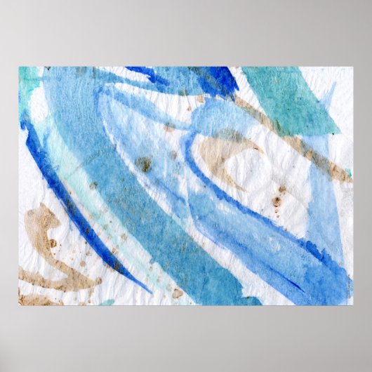 Blues 006 Abstraktes Aquarellpapier Poster (Vorne)