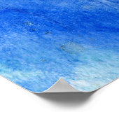 Blues 007 Abstraktes Aquarellpapier Poster (Ecke)