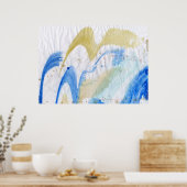 Blues 011 Abstraktes Aquarellpapier Poster (Küche)