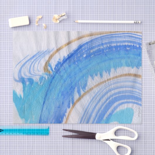 Blues 016 Abstraktes gestrichenes Tissue Seidenpapier (Handwerk)