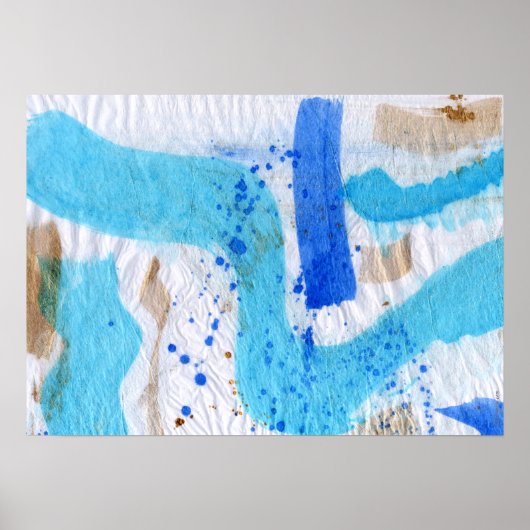 Blues 017 Abstraktes Aquarellpapier Poster (Vorne)