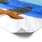Blues 018 Abstraktes Aquarellpapier Poster (Ecke)