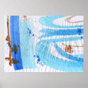 Blues 018 Abstraktes Aquarellpapier Poster