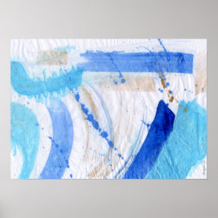 Blues 022 Abstraktes Aquarellpapier Poster