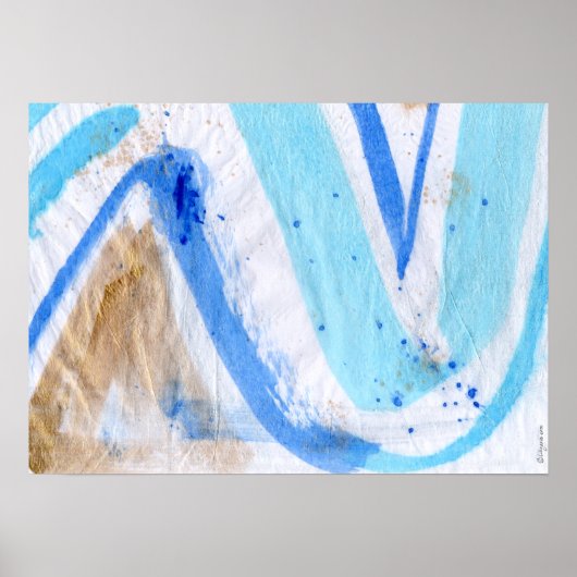 Blues 029 Abstraktes Aquarellpapier Poster (Vorne)