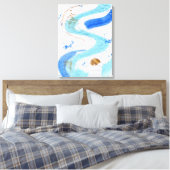 Blues 030 Abstrakte Aquarell Textur Leinwand (Insitu (Schlafzimmer))