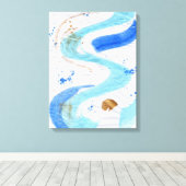 Blues 030 Abstrakte Aquarell Textur Leinwand (Insitu (Holzboden))