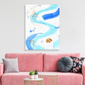 Blues 030 Abstrakte Aquarell Textur Leinwand (Insitu (Wohnzimmer))