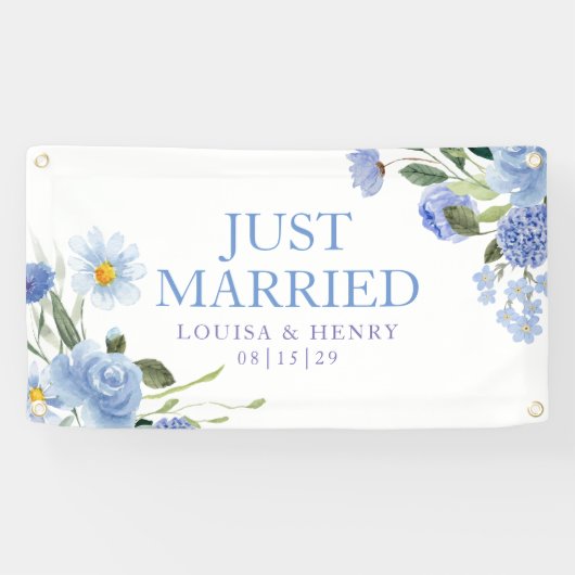 Blues 2 Blume Banner für verheiratete Fahrzeuge (Horizontal)