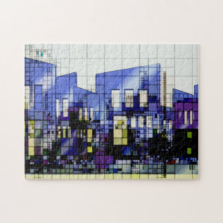Blues abstrakter Architektur Stadtbild Puzzle