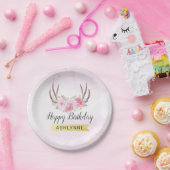 Blues-Antlers Blush Pink & Gold Girl's Birthday Pappteller (Party)