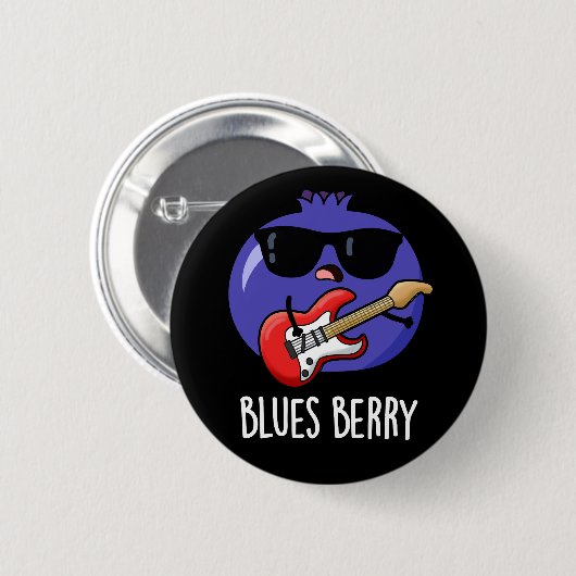 Blues Berry Funny Fruit Pun Dark BG Button (Vorne & Hinten)