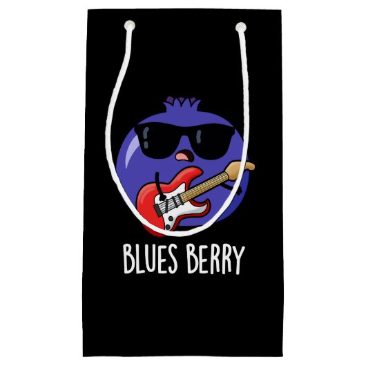Blues Berry Funny Fruit Pun Dark BG Kleine Geschenktüte (Vorderseite)