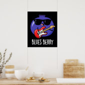 Blues Berry Funny Fruit Pun Dark BG Poster (Küche)