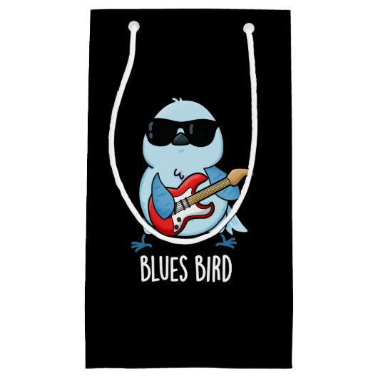Blues Bird Funny Bluebird Pun Dark BG Kleine Geschenktüte (Vorderseite)