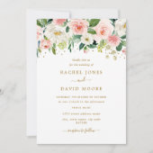 Blues Blush Gold Wedding Einladung (Vorderseite)