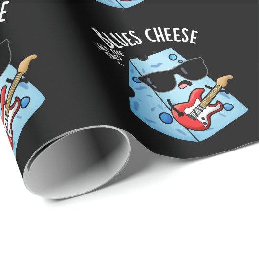Blues Cheese Funny Food Pub Dark BG Geschenkpapier (Rolleneckpunkt)