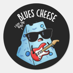 Blues Cheese Funny Food Pub Dark BG Runder Aufkleber