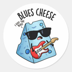 Blues Cheese Funny Food Puns Runder Aufkleber