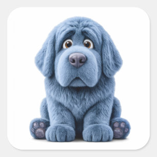 Blues Clues? Nö... Newfie Clues! Quadratischer Aufkleber