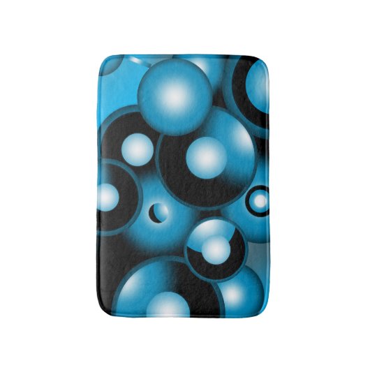 Blues Concentric Circle Orbital Abstrakt Art Badematte (Vorderseite Vertikal)