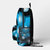 Blues Concentric Circle Orbital Abstrakt Art Bedruckter Rucksack (Rechts)
