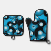 Blues Concentric Circle Orbital Abstrakt Art Ofenhandschuh & Topflappen-Set (Vorderseite)