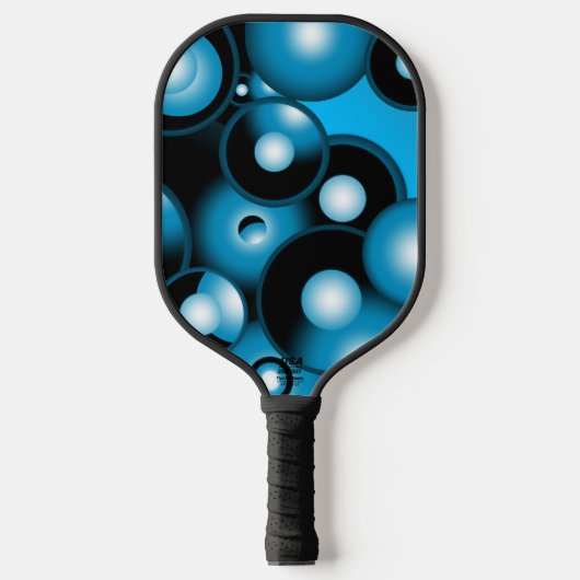 Blues Concentric Circle Orbital Abstrakt Art Pickleball Schläger (Vorderseite)