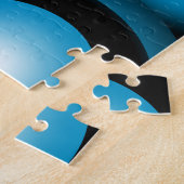 Blues Concentric Circle Orbital Abstrakt Art Puzzle (Seite)