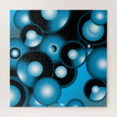 Blues Concentric Circle Orbital Abstrakt Art Puzzle (Horizontal)