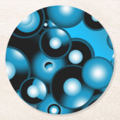Blues Concentric Circle Orbital Abstrakt Art Runder Pappuntersetzer (Vorderseite)