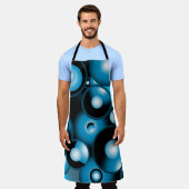 Blues Concentric Circle Orbital Abstrakt Art Schürze (Getragen)