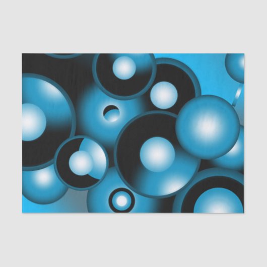 Blues Concentric Circle Orbital Abstrakt Art Seidenpapier (Vorderseite)