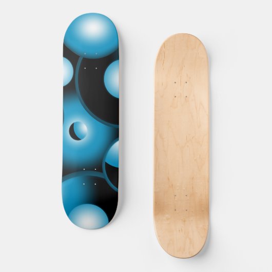 Blues Concentric Circle Orbital Abstrakt Art Skateboard (Vorderseite)