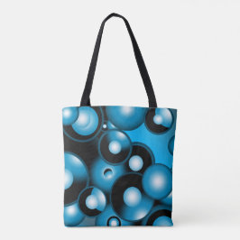 Blues Concentric Circle Orbital Abstrakt Art Tasche