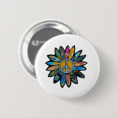 Blues der Blume des Friedens Button (Vorne & Hinten)