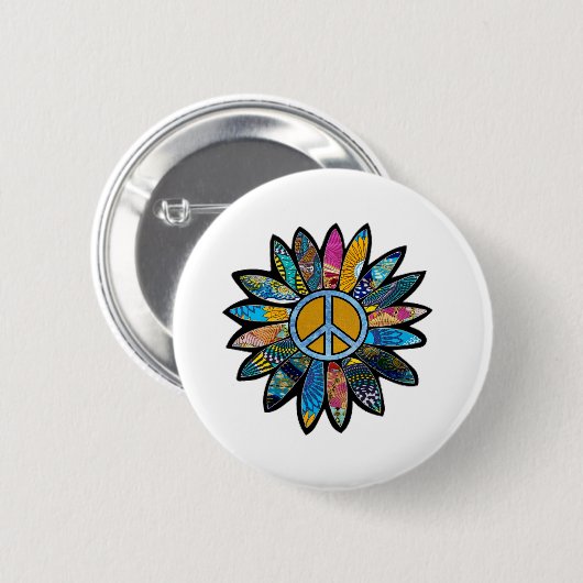 Blues der Blume des Friedens Button (Vorne & Hinten)