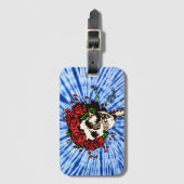 Blues der gefärbte Krawatte mit Schädel und Rose Gepäckanhänger (Vorderseite Vertikal)